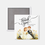 Danke, Bride Groom Ilustration Magnet (Vorderseite/Rückseite)