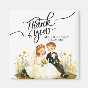 Danke, Bride Groom Ilustration Magnet