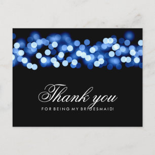 Danke Bridesmaid Blue Hollywood Glam Postkarte