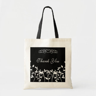Danke Bridesmaid Gift Bag - Schwarz-weiß Floral Tragetasche