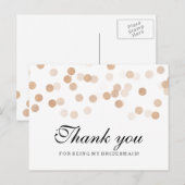 Danke Bridesmaid Kupfer Foil Glitzer Lights Postkarte (Vorne/Hinten)