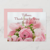 Danke Bridesmaid Pink Roses Postkarte (Vorne/Hinten)