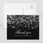 Danke Bridesmaid Silver Midnight Glam Postkarte (Vorne/Hinten)