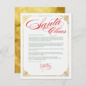 Danke, Brief vom Weihnachtsmann Mitteilungskarte (Vorne/Hinten)