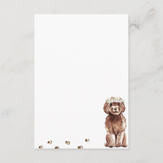 Danke Brown Cavapoo Welpenhund Wedding Begleitkarte (Rückseite)