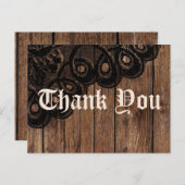 Danke Brown Wood und Black Imitats Lace Postkarte (Vorne/Hinten)