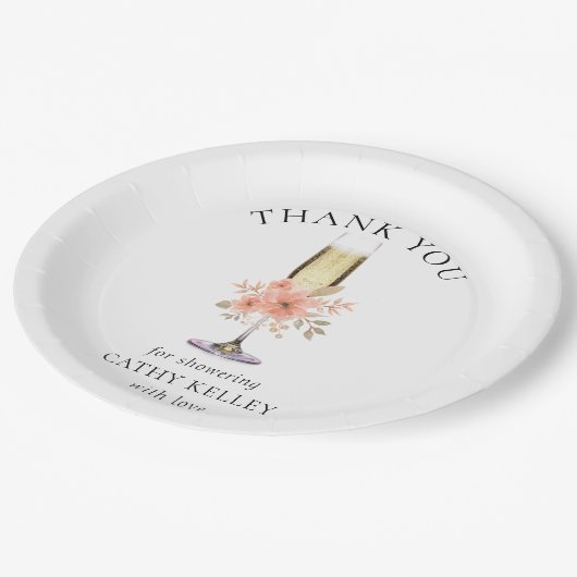 Danke Brunch und Bubbly Brautparty 9" Round Pappteller (Schrägansicht)