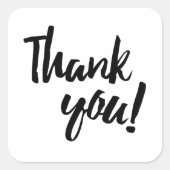 Danke Brushstroke Script Black Typografy Quadratischer Aufkleber (Vorderseite)