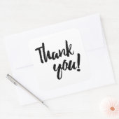 Danke Brushstroke Script Black Typografy Quadratischer Aufkleber (Umschlag)