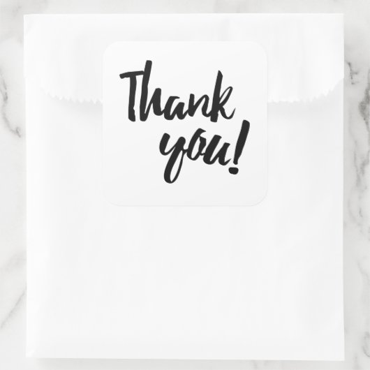 Danke Brushstroke Script Black Typografy Quadratischer Aufkleber (Tasche)