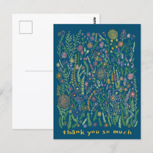 Danke Bunte Blumen Felder Wiese Floral  Postkarte