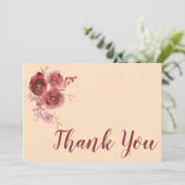 Danke, burgundy floral dankeskarte (Stehend Vorderseite)