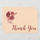 Danke, burgundy floral dankeskarte (Vorne/Hinten)