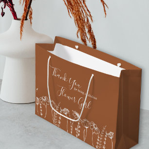 Danke Burnt Orange Wildflower-Sketch individuell Große Geschenktüte