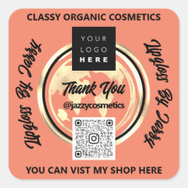 Danke Business QR Code Logo World Map Earth Coral Quadratischer Aufkleber