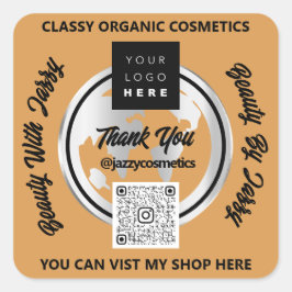 Danke Business QRCode Logo Silver Map Globe Blogg Quadratischer Aufkleber