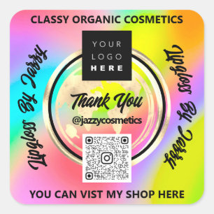 Danke Business QRCode Logo World Earth Holograph Quadratischer Aufkleber