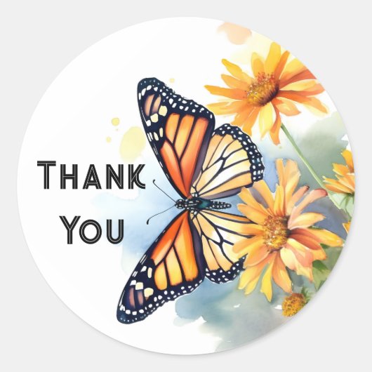 Danke Butterfly Runder Aufkleber (Vorderseite)