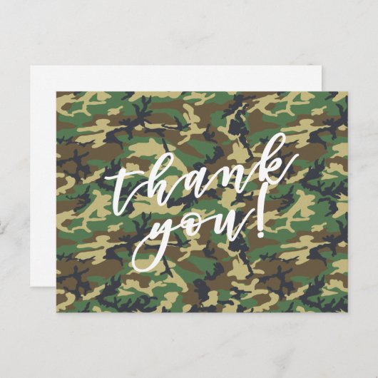 Danke! Camouflage Woodland Military Print Postkarte (Vorne/Hinten)