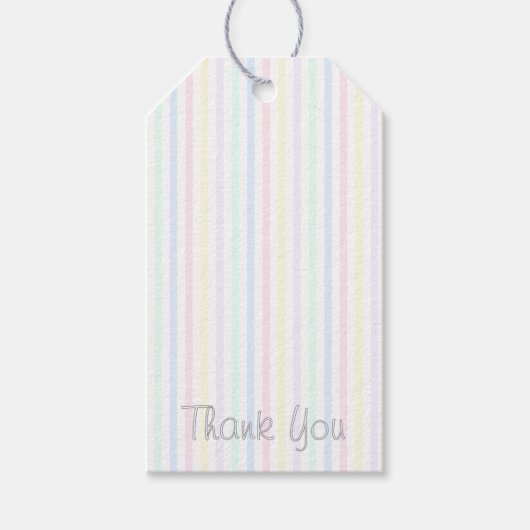Danke, Candy Stripes Pastel Multicolor Geschenkanhänger (Vorderseite)