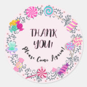 Danke, Candy Theme Runder Aufkleber (Vorderseite)