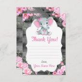 Danke Card Girl Elephant Dusche Blume Rustikal Begleitkarte (Vorne/Hinten)