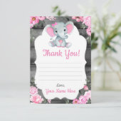 Danke Card Girl Elephant Dusche Blume Rustikal Begleitkarte (Stehend Vorderseite)