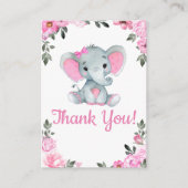 Danke Card Girl Elephant Dusche Rosa Rustikal Begleitkarte (Vorderseite)