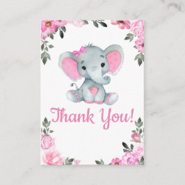 Danke Card Girl Elephant Dusche Rosa Rustikal Begleitkarte