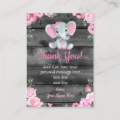 Danke Card Girl Elephant Dusche Rosa Rustikal Begleitkarte (Rückseite)