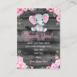 Danke Card Girl Elephant Dusche Rosa Rustikal Begleitkarte