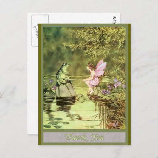 Danke, Card mit Fairy und Frosch Postkarte (Vorne/Hinten)