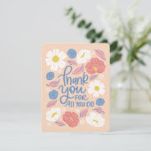 Danke Card - Peachy Florals (Stehend Vorderseite)