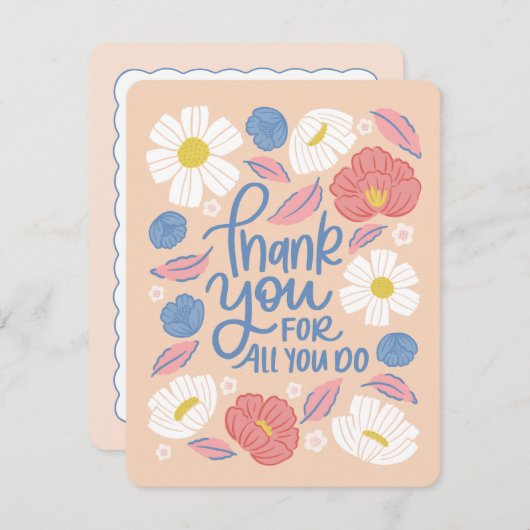 Danke Card - Peachy Florals (Vorne/Hinten)