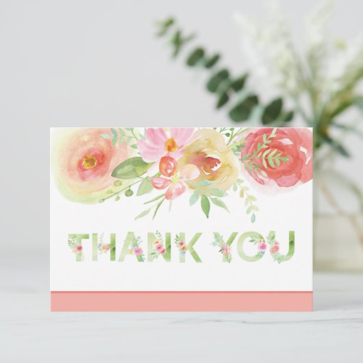 Danke, Card, Spring Watercolor Blume Dankeskarte (Stehend Vorderseite)