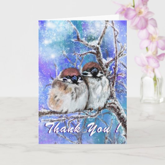Danke, Card Winter Bird Couple Karte (Orchidee)