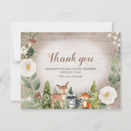Danke Card Winter Woodland Animal White Floral