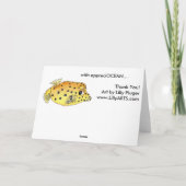 Danke, Cartoon-Kasten-Fisch-Gruß zu kardieren Dankeskarte (Rückseite)