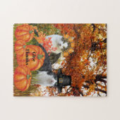 Danke Cat Pumpkin Patch Erntedank Puzzle (Horizontal)