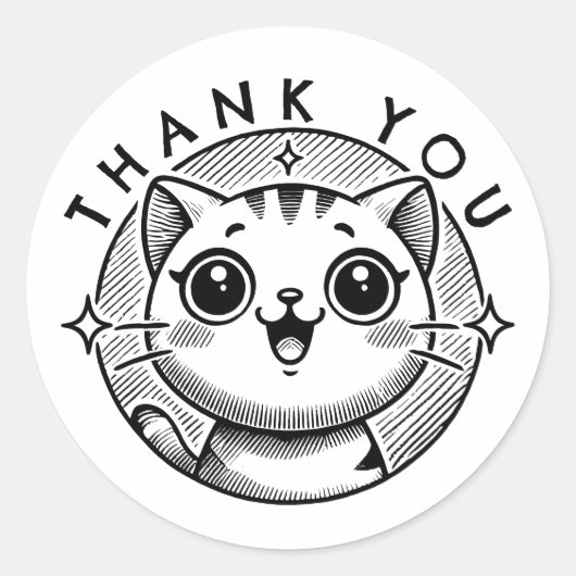 Danke, Cat Runder Aufkleber (Vorderseite)