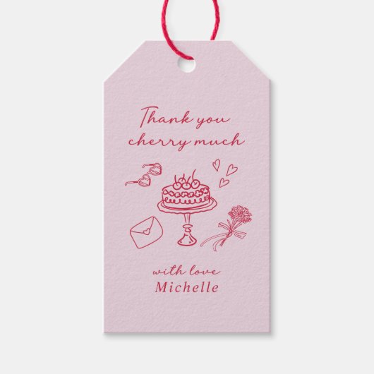 Danke, Cherry viel rosa Geschenkanhänger (Vorderseite)