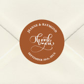 Danke Chic Calligraphy Terracotta Wedding Runder Aufkleber