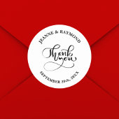 Danke Chic Calligraphy White Gastgeschenk Hochzeit Runder Aufkleber