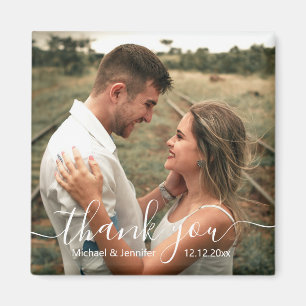 Danke Chic Handschrift Hochzeitsfoto Magnet