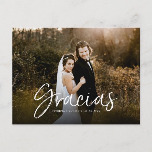 Danke Chic Schrift Hochzeit Danke Foto Postkarte (Vorderseite)