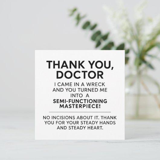 Danke Chirurg Karte (Stehend Vorderseite)