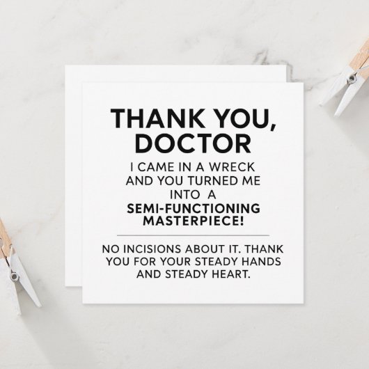 Danke Chirurg Karte (Vorderseite/Rückseite Beispiel)