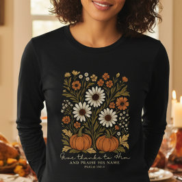 Danke Christlich Boho Floral Pumpkin T-Shirt