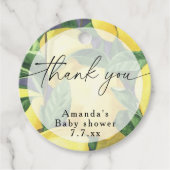 Danke - Citrus Lemon - Baby-Dusche Geschenkanhänger (Vorderseite)