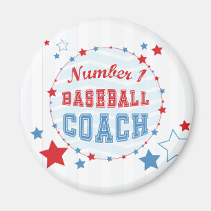Danke Coach All-Stars Baseball, Red, Blue Stripes Magnet